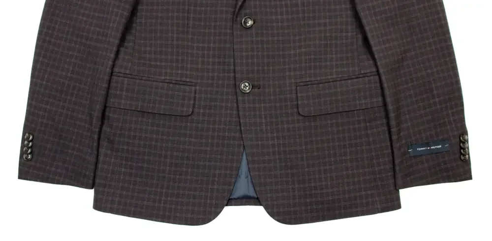 Tommy Hilfiger Sport Coat 38 R Mens Modern Fit Purple Check Flex Blazer Jacket